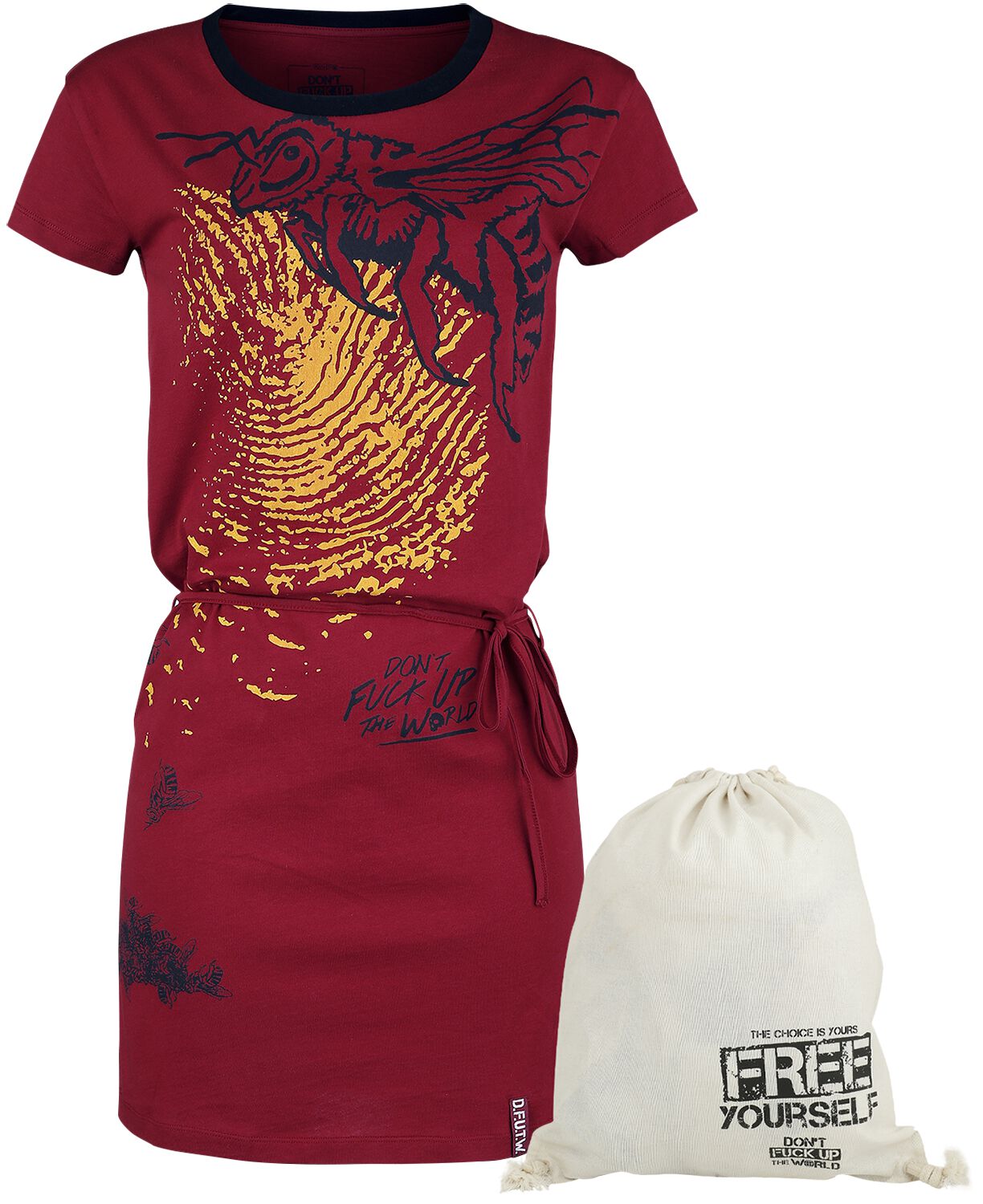 EMP Special Collection Kurzes Kleid - Don`t Fuck Up The World - Rotes kurzes Kleid mit Print - S bis M - für Damen - Größe S - rot