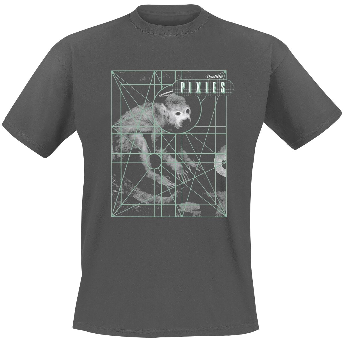 Image of Pixies Monkey Grid T-Shirt charcoal