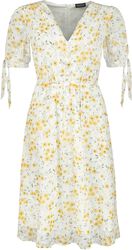 Tie Sleeve Floral Print And Emb Chiffon Flare Dress, Voodoo Vixen, Mittellanges Kleid