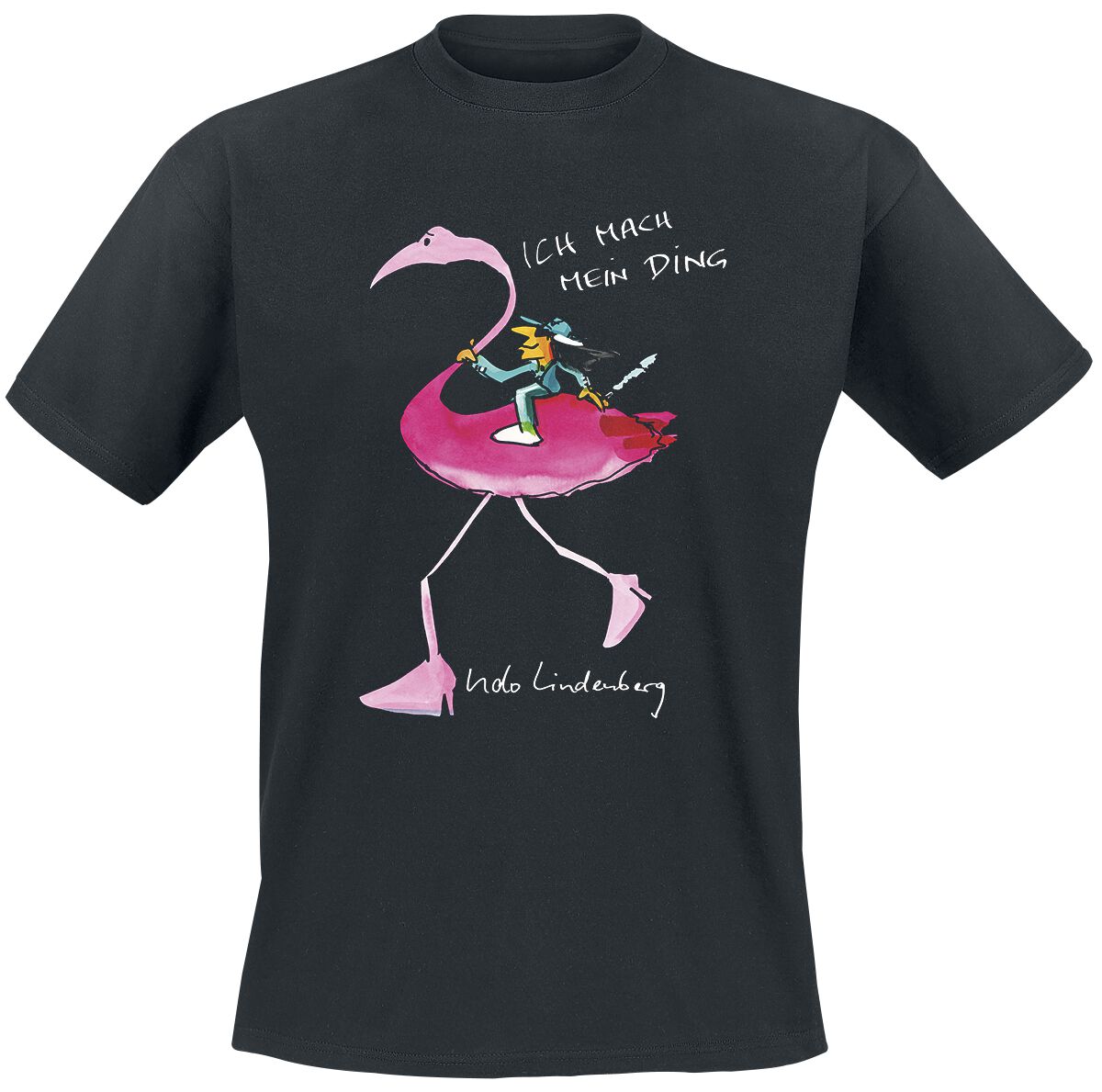 T-shirt  van Udo Lindenberg - Flamingo Shirt - Mannen - zwart