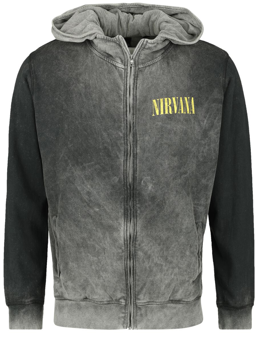 Levně Nirvana Smiley Mikina s kapucí na zip šedá/cerná