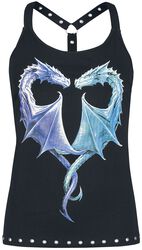 Gothicana X Anne Stokes - Top With Dragon Frontprint and Racerback, Gothicana by EMP, Top