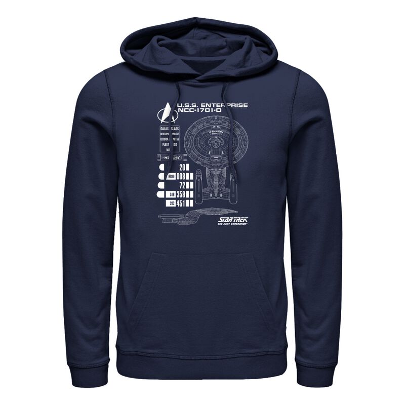 Star Trek Kapuzenpullover - Ship Schematics - S bis 3XL - für Männer - Größe S - navy  - Lizenzierter Fanartikel