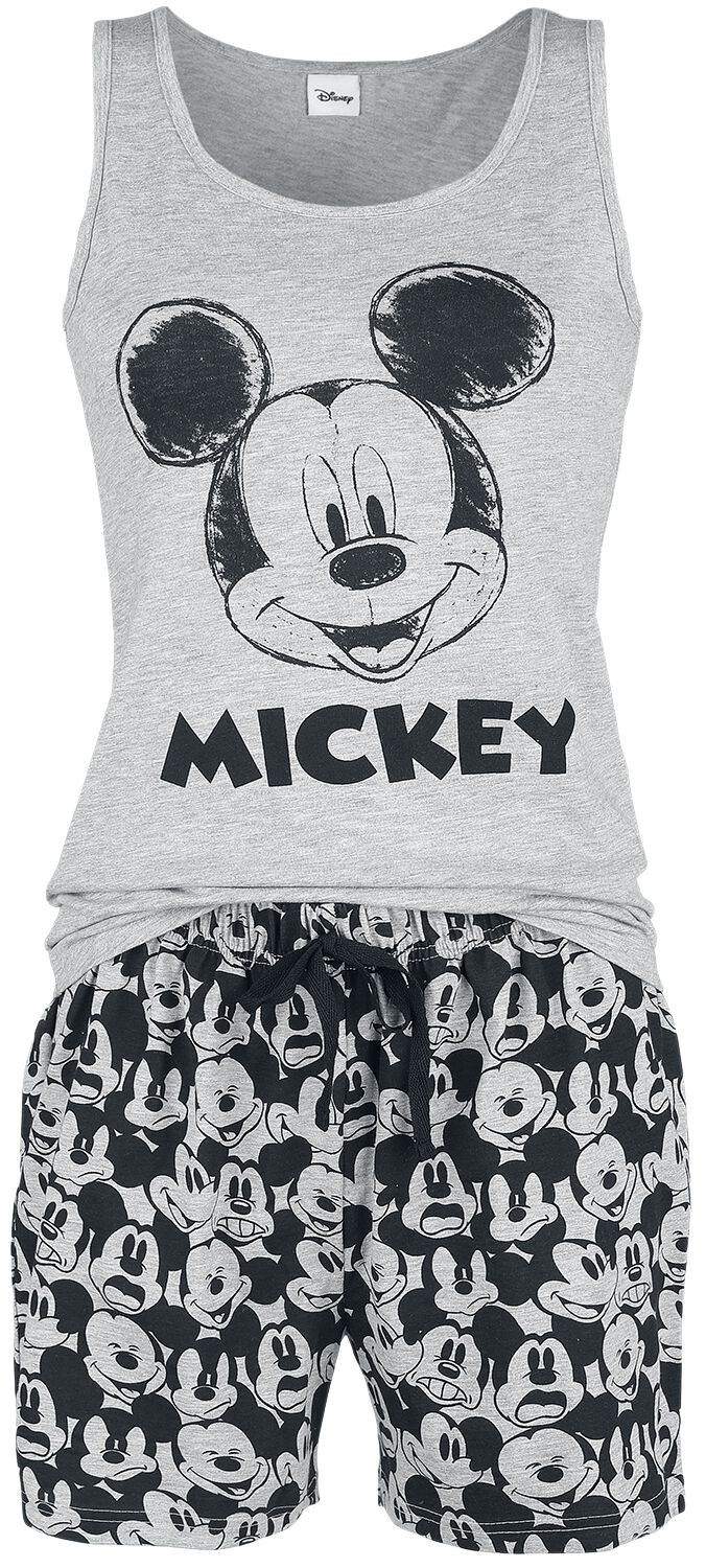Pyjama Disney de Mickey & Minnie Mouse - Tête - S à XXL - pour Femme - gris/noir