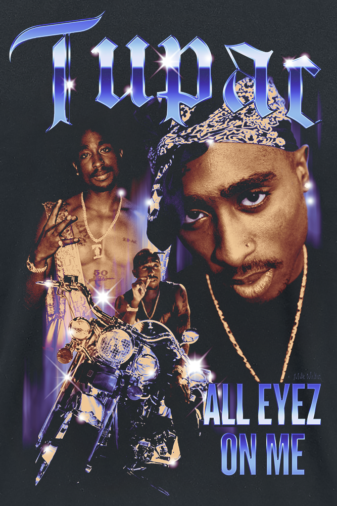 Tupac Shakur T-Shirt - AEOM Motorcycle Collage - S bis 3XL - für Männer - Größe 3XL - schwarz  - Lizenziertes Merchandise!