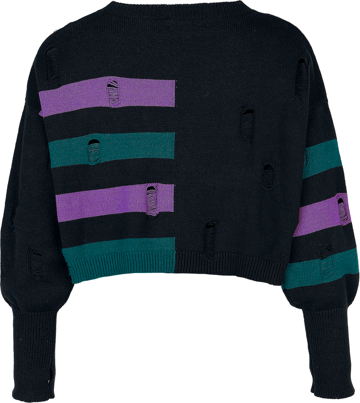4068143326834 - Cute Morbid cropped sweater with destroy effects Strickpullover schwarz in XXL