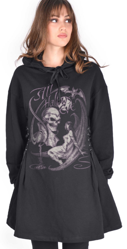 Miniabito Gothic di Alchemy England - Hallow's Eve Woman's Dress Agatha Solid Black - Donna - nero