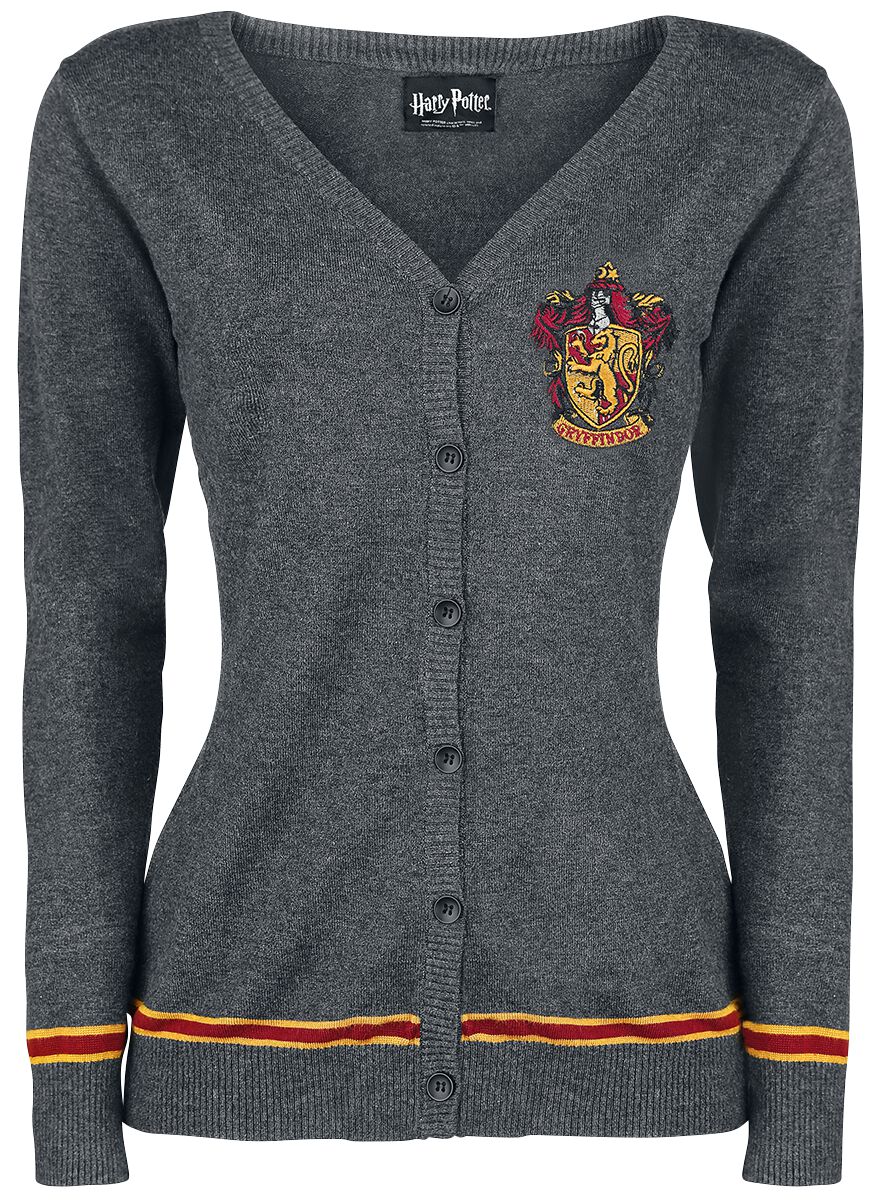 Harry Potter Cardigan - Gryffindor Crest - S bis XXL - für Damen - Größe S - grau meliert  - EMP exklusives Merchandise!