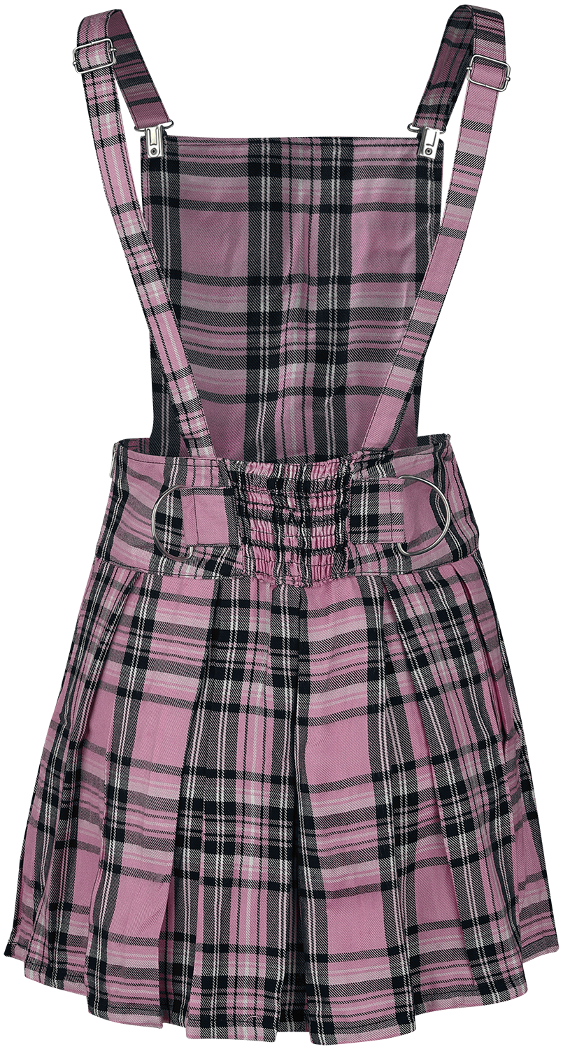 Heartless - Gothic Kurzes Kleid - Faye Pinafore - XS bis M - für Damen - Größe XS - grau/rosa