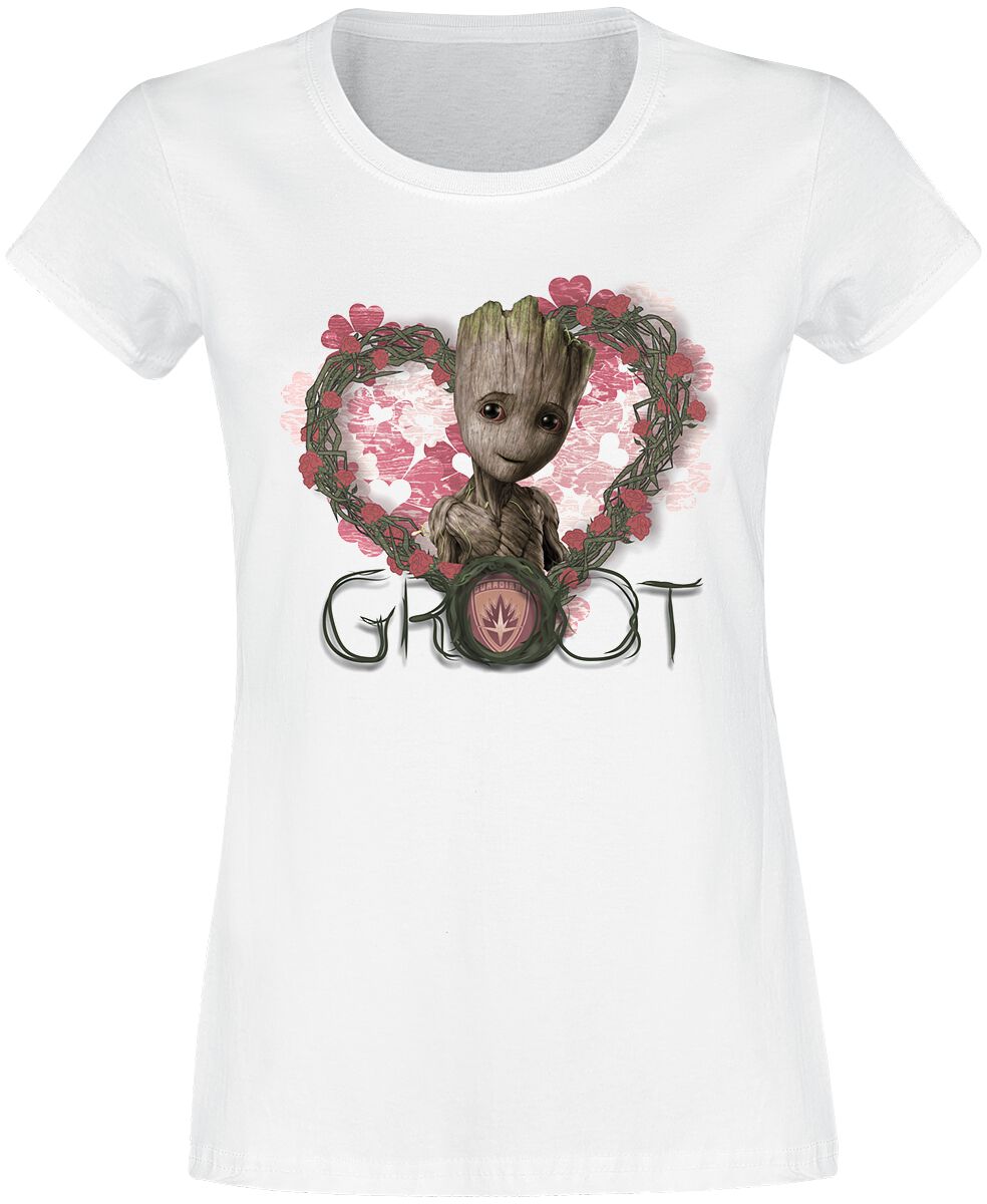Guardians Of The Galaxy - Marvel T-Shirt - Heart Flowers - XS bis XL - für Damen - Größe XL - weiß  - Lizenzierter Fanartikel
