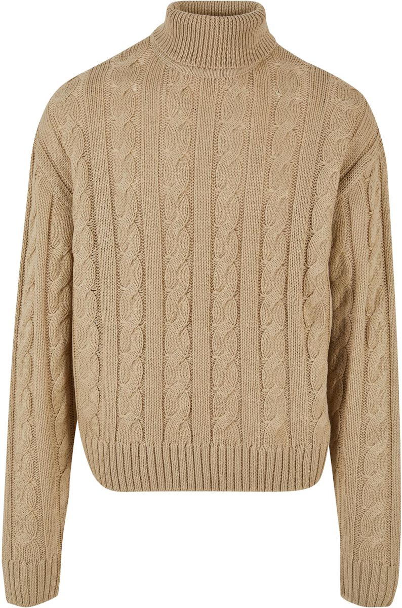 Urban Classics Strickpullover - Boxy Roll Neck Sweater - S bis XXL - für Männer - Größe S - sand