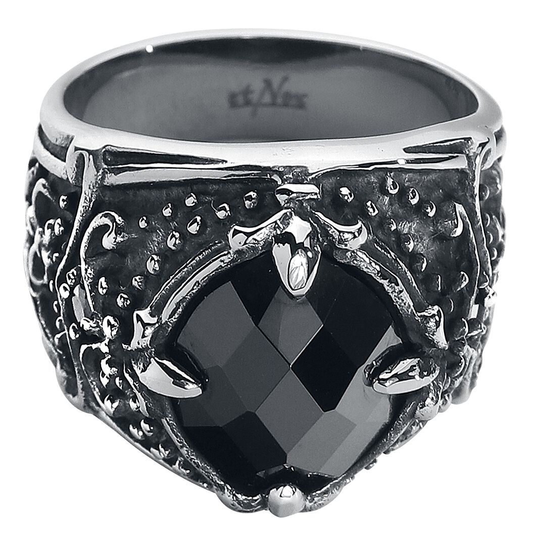 etNox hard and heavy - Gothic Ring - Black Diamond - schwarz/silberfarben