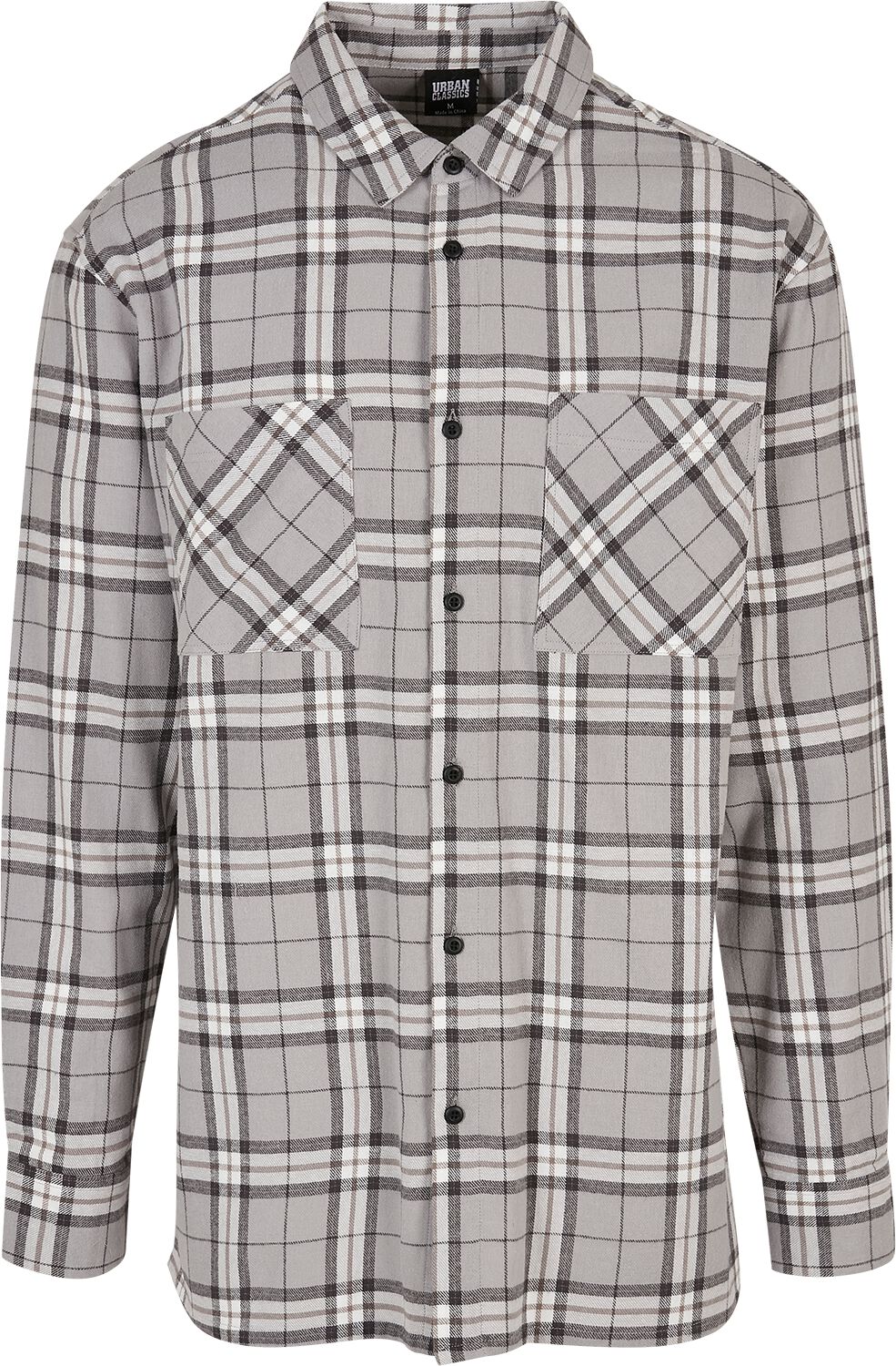 Long Oversized Grey Check Shirt Langarmhemd grau von Urban Classics
