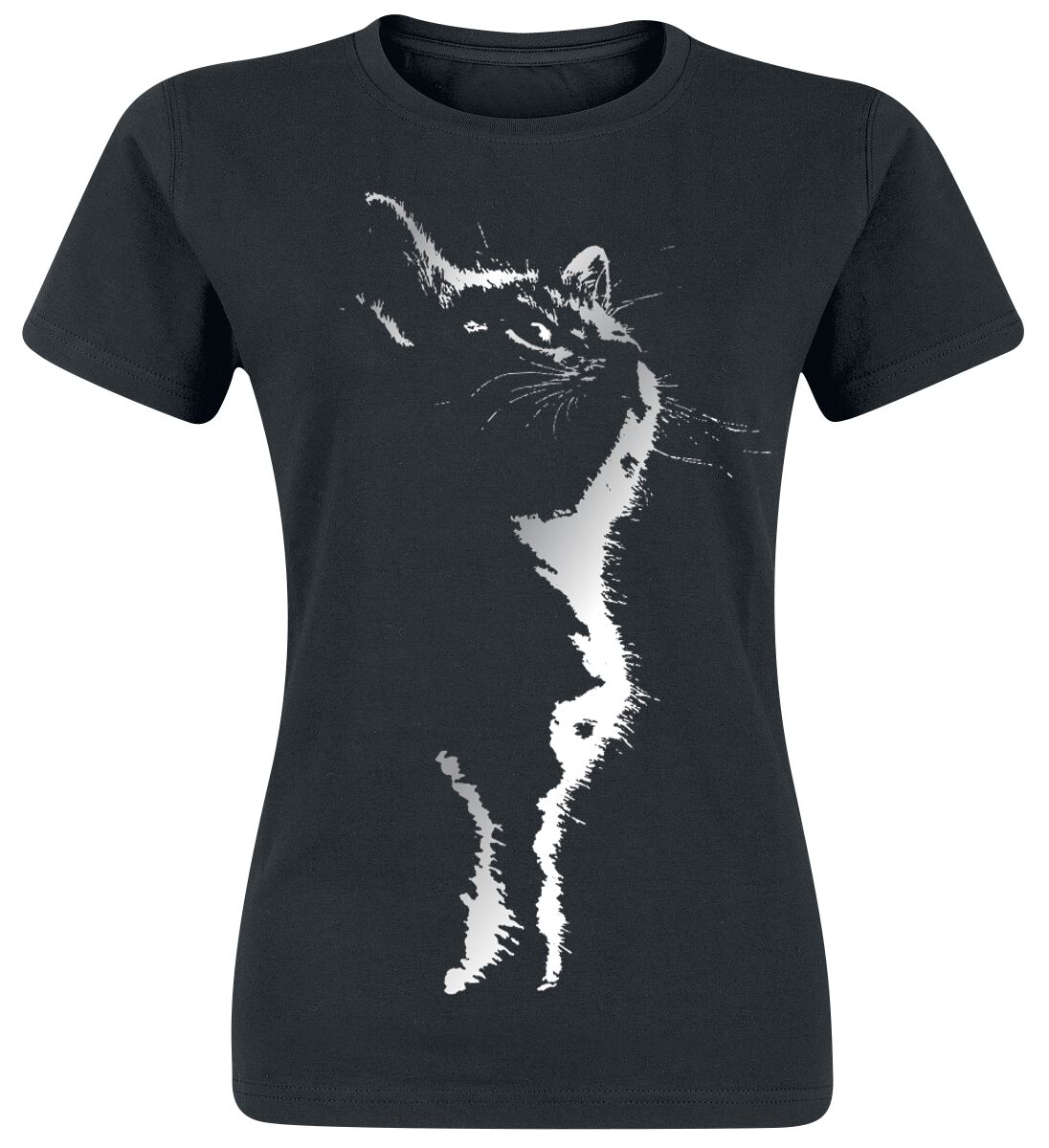 Tierisch Cat Silhouette T-Shirt schwarz in XS