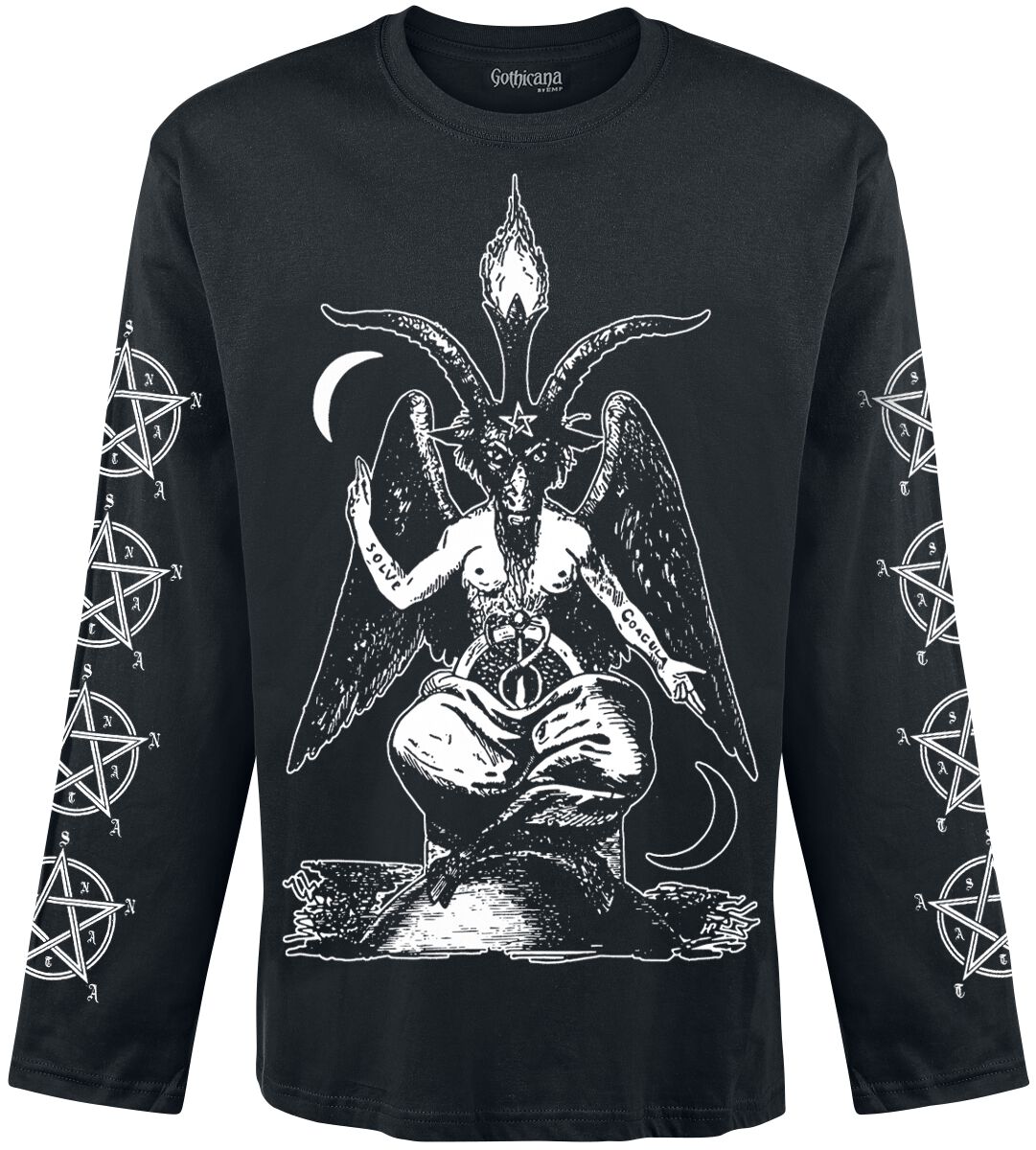 Image of Maglia Maniche Lunghe Gothic di Gothicana by EMP - Long-Sleeve Shirt with Gothic Print - L a XXL - Uomo - nero