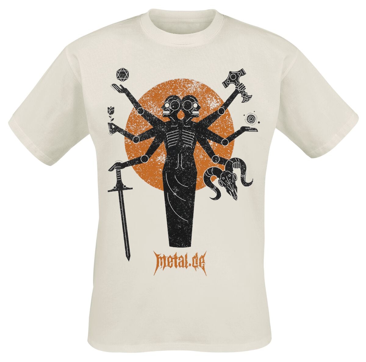 T-Shirt Manches courtes  de Metal.de - Metal Creature - S à XXL - pour Homme - blanc cassé