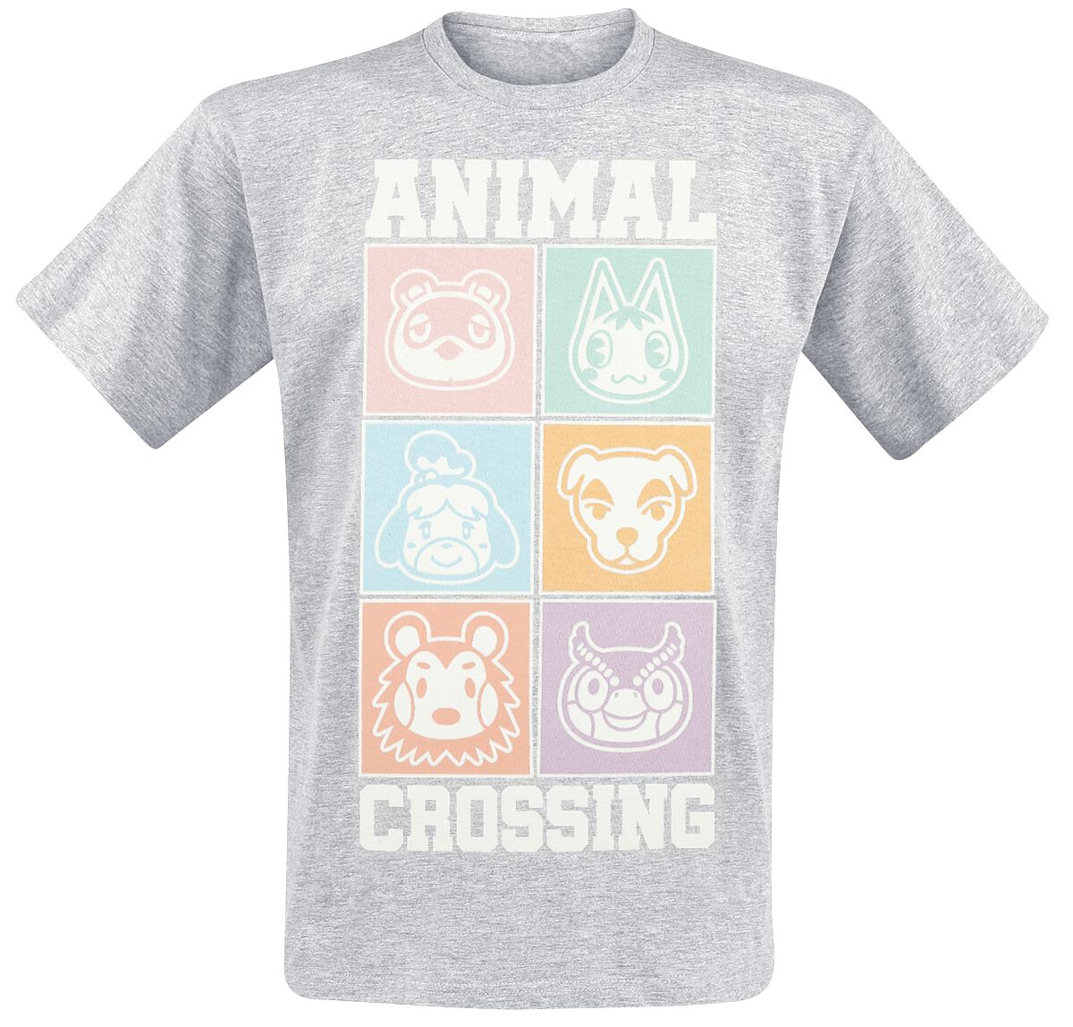 Animal Crossing New Horizons - Pastel Square T-Shirt mottled grey