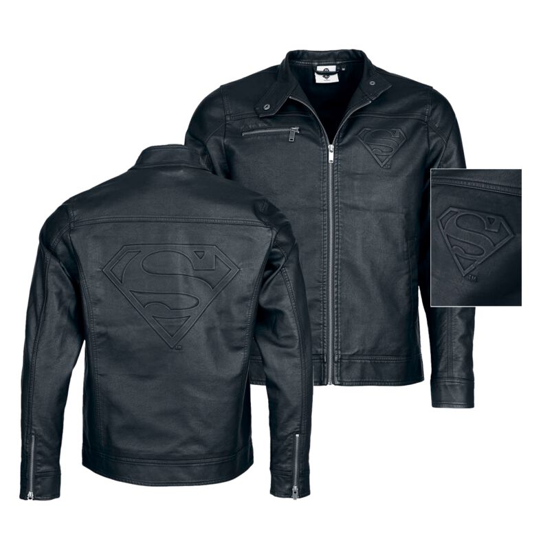 Giacca In Similpelle Di Superman - S A Xxl - Uomo - Nero