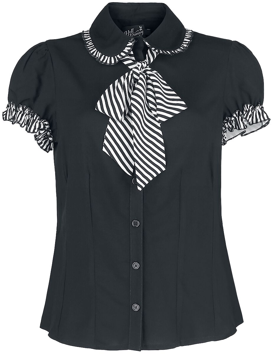 Image of Blusa Rockabilly di Hell Bunny - Leslie Blouse - XS a XL - Donna - nero/bianco