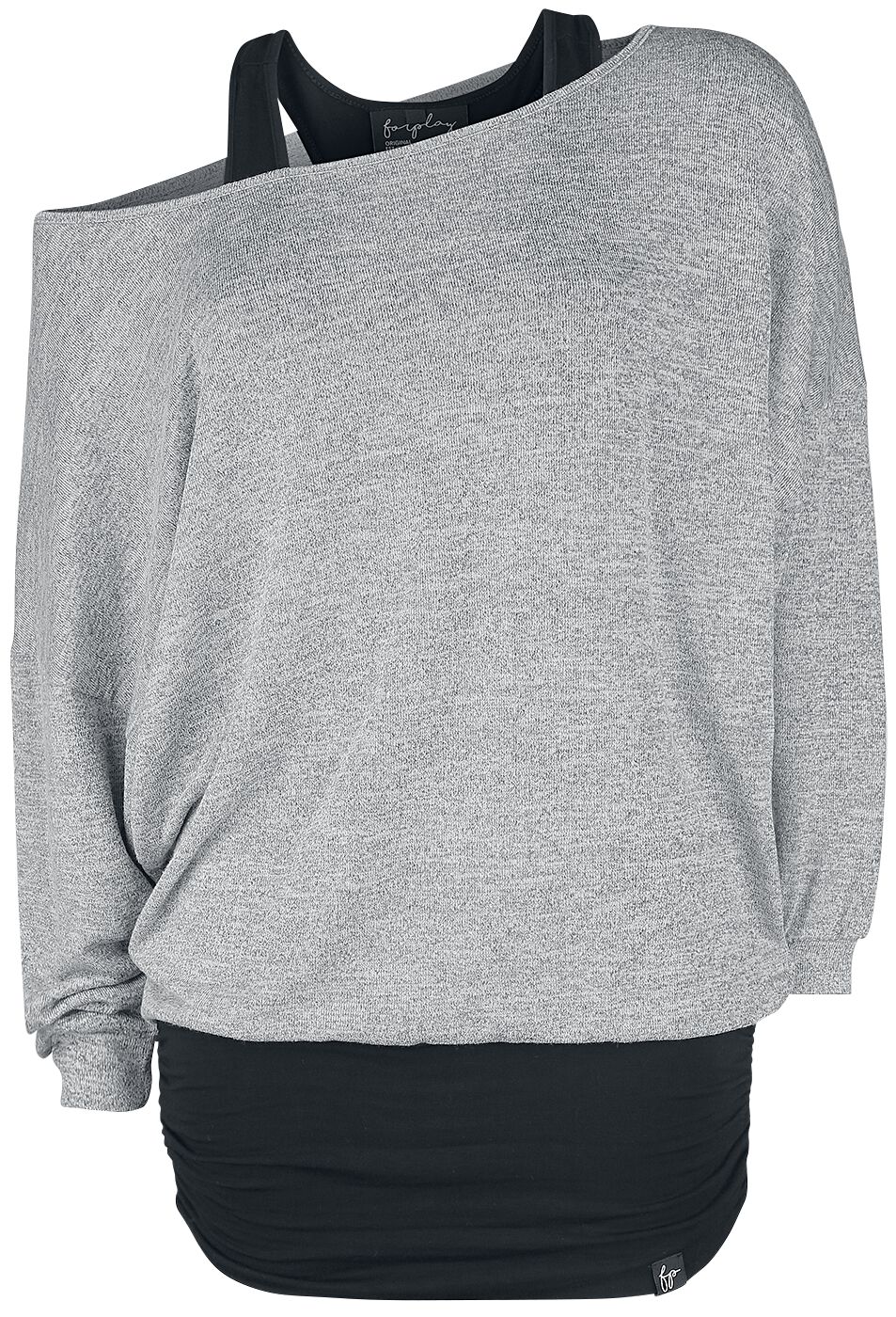 Forplay Langarmshirt - Billie - S bis XXL - für Damen - Größe XL - schwarz/grau