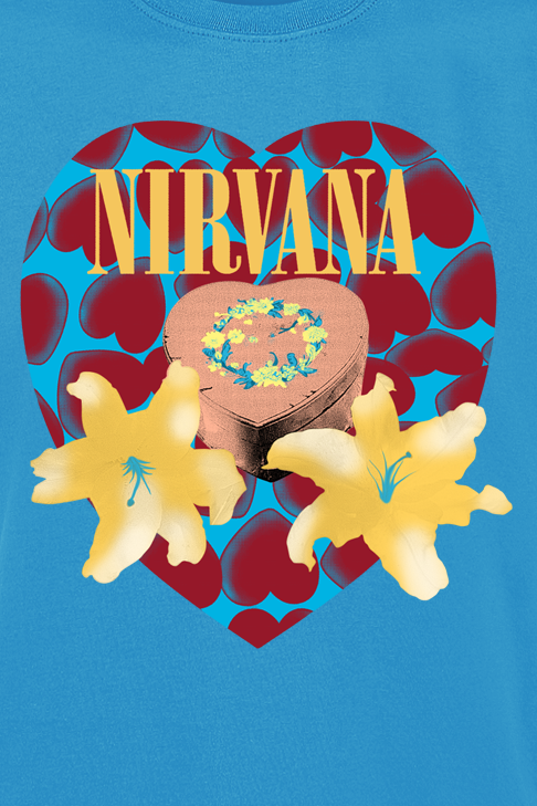 Nirvana T-Shirt - Flower Heart - S - für Männer - Größe S - blau  - Lizenziertes Merchandise!
