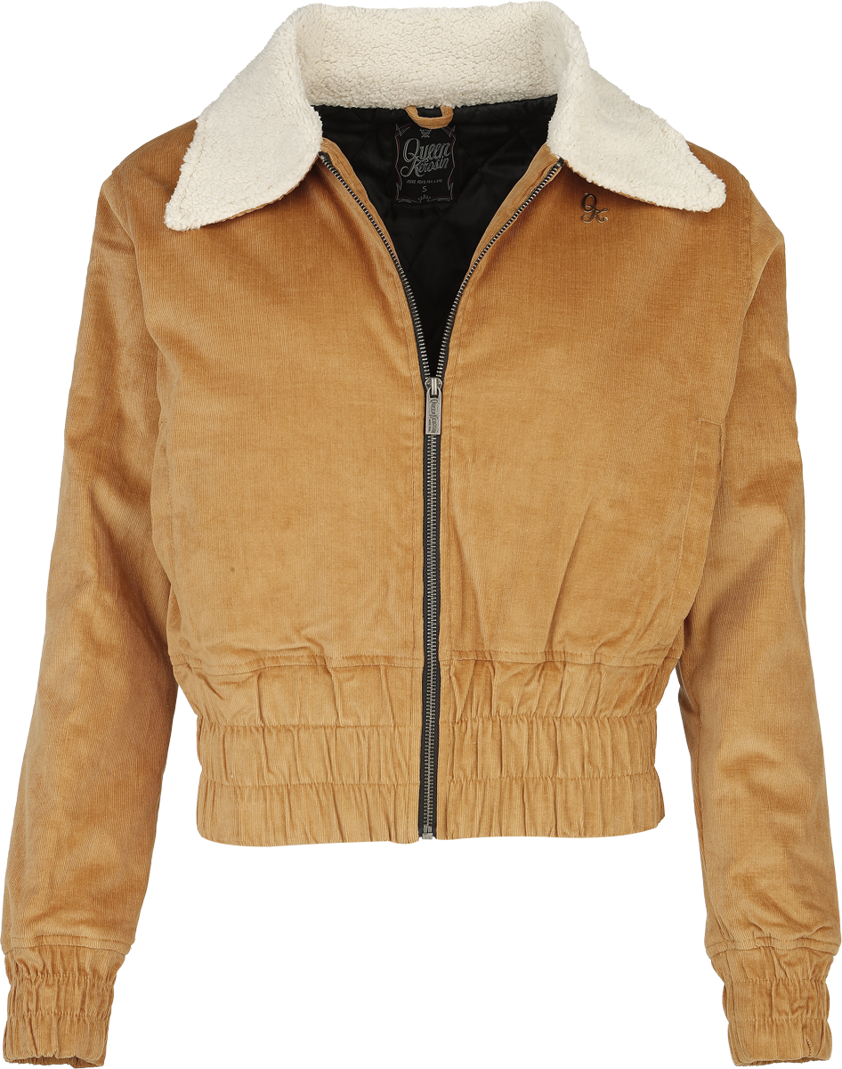 Queen Kerosin Rockabilly Mid-Season Jackets - Cropped Corduroy Jacket - for Women - brown