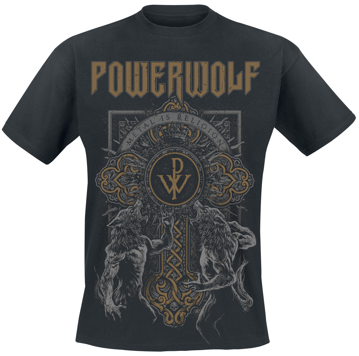 Powerwolf  T-Shirt - Wolf Cross - for Men - black