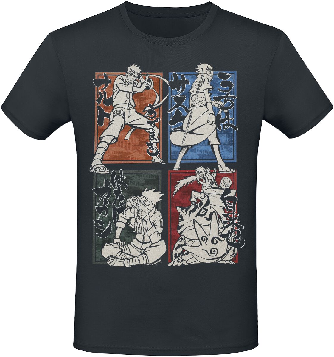 Naruto - Anime T-Shirt - Shippuden - Characters - S bis XXL - für Männer - Größe XXL - schwarz  - Lizenzierter Fanartikel