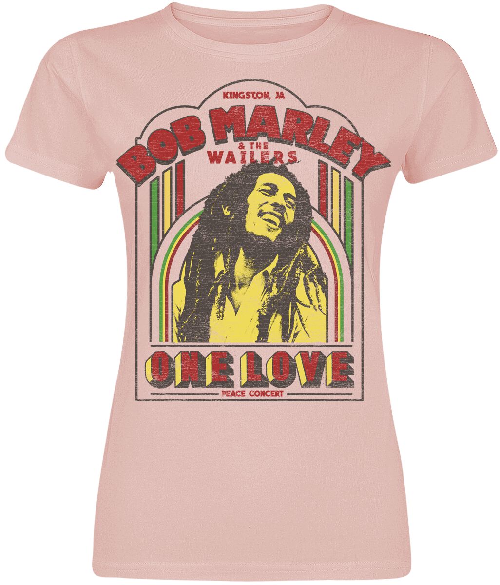 T-Shirt Manches courtes de Bob Marley - One Love Clouds - S à XL - pour Femme - rose clair
