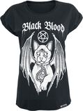 T-Shirt mit Demonic Cat, Black Blood by Gothicana, T-Shirt