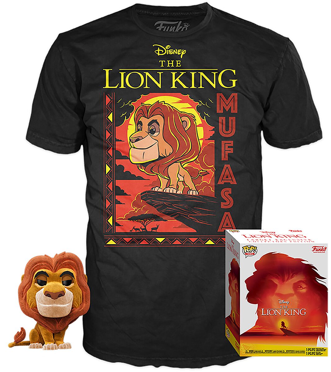 Mufasa (Flocked) T-Shirt plus Funko POP! & Tee Funko Pop! von Der König der Löwen