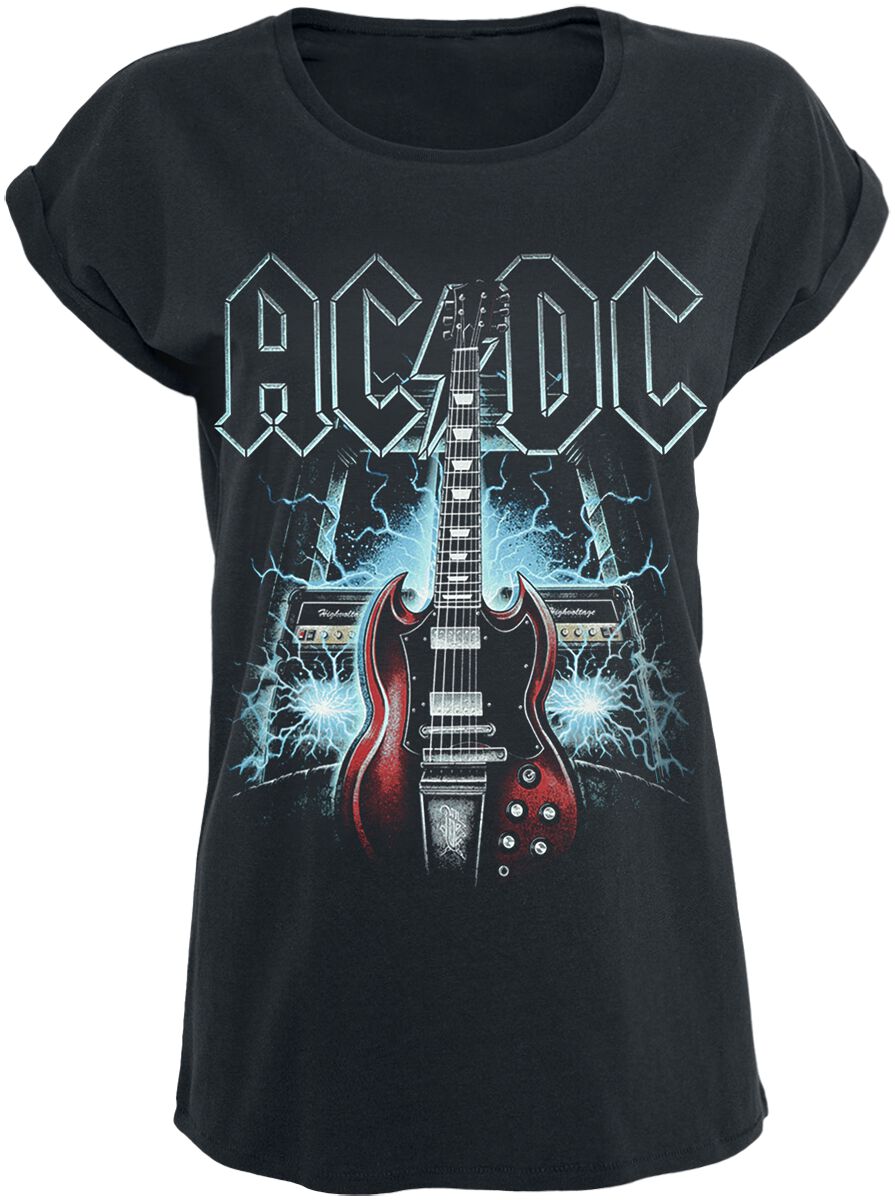 T-Shirt Manches courtes de AC/DC - High Voltage Guitar - S à 5XL - pour Femme - noir