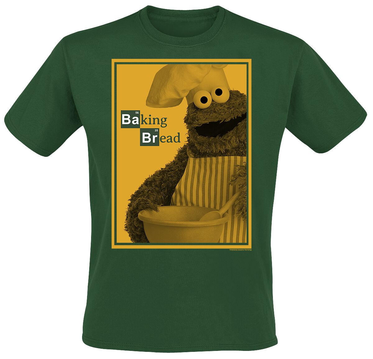 Sesamstraße T-Shirt - Krümelmonster - Baking Bread - M bis 3XL - für Männer - Größe 3XL - grün  - Lizenzierter Fanartikel