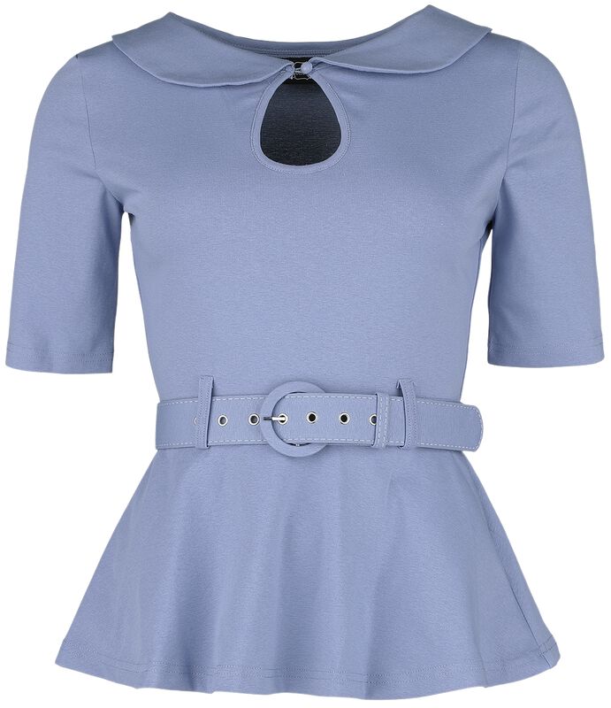 Knitted Belt Top With Peter Pan Collar