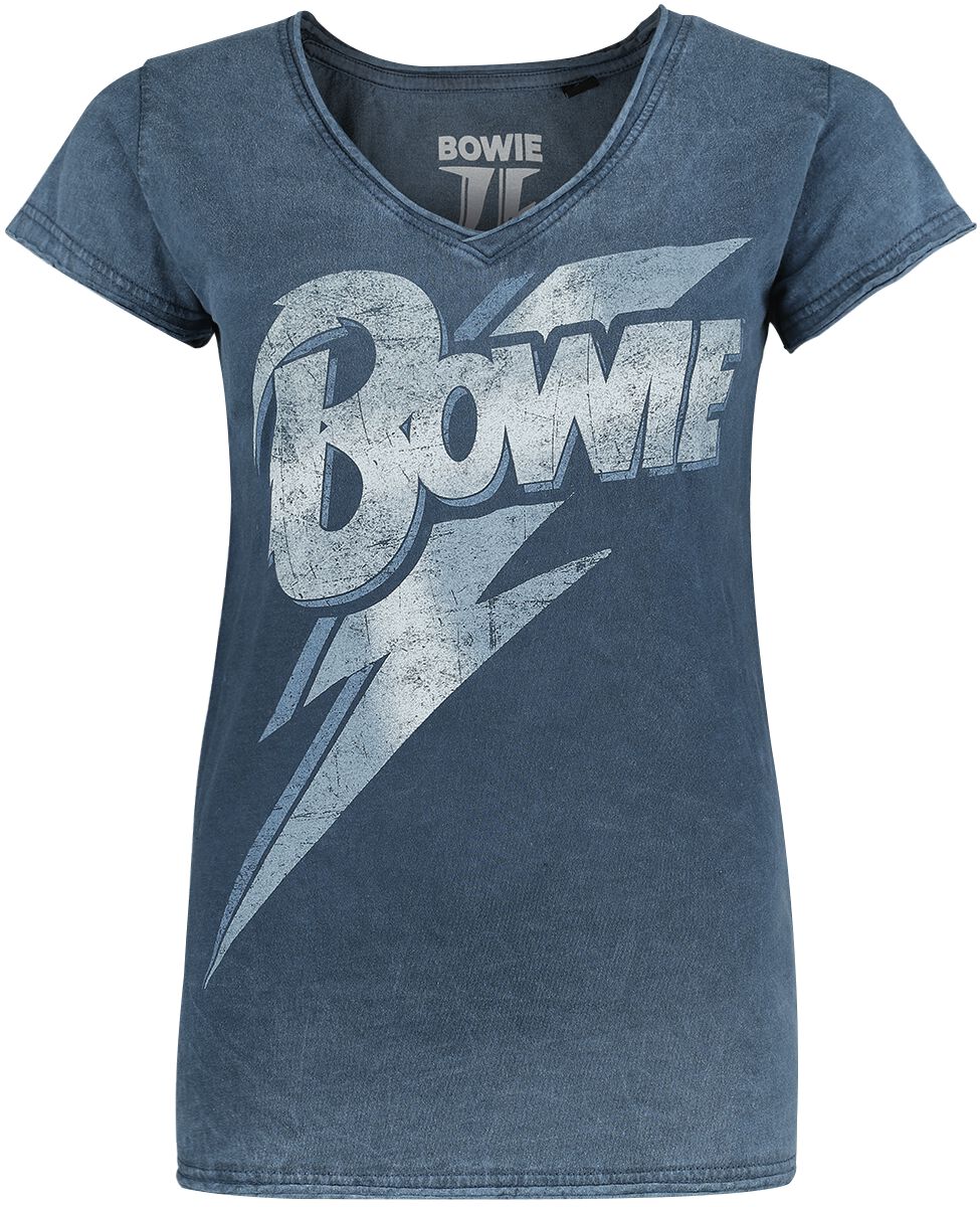 David Bowie T-Shirt - Lightning Bolt - S bis XXL - für Damen - Größe XXL - blau  - Lizenziertes Merchandise!
