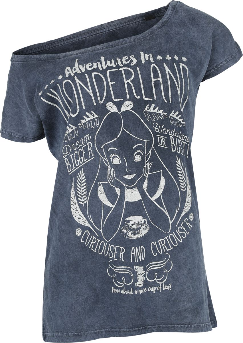 Alice im Wunderland - Disney T-Shirt - Adventures In Wonderland - S bis 3XL - für Damen - Größe S - blau  - Lizenzierter Fanartikel