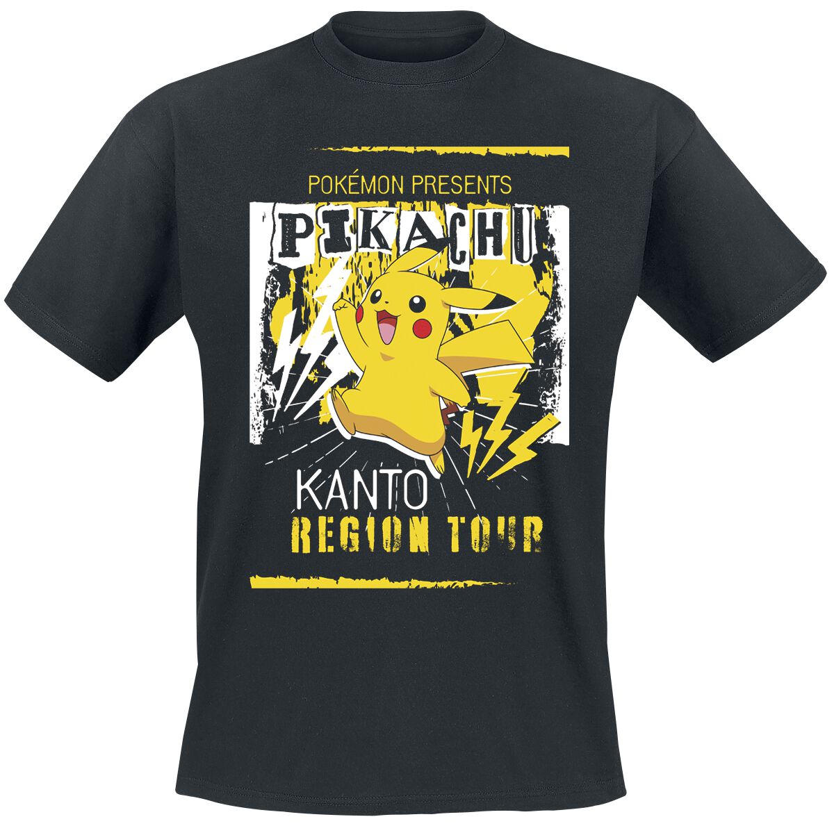 T-Shirt Manches courtes Gaming de Pokémon - Pikachu Kanto Region Tour - S à XXL - pour Homme - noir