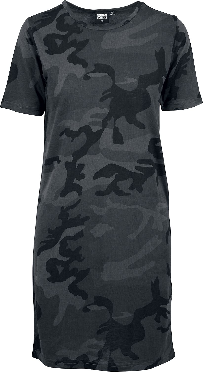 Urban Classics - Camouflage/Flecktarn Kleid knielang - Ladies Camo Tee Dress - XS bis 5XL - für Damen - Größe S - darkcamo
