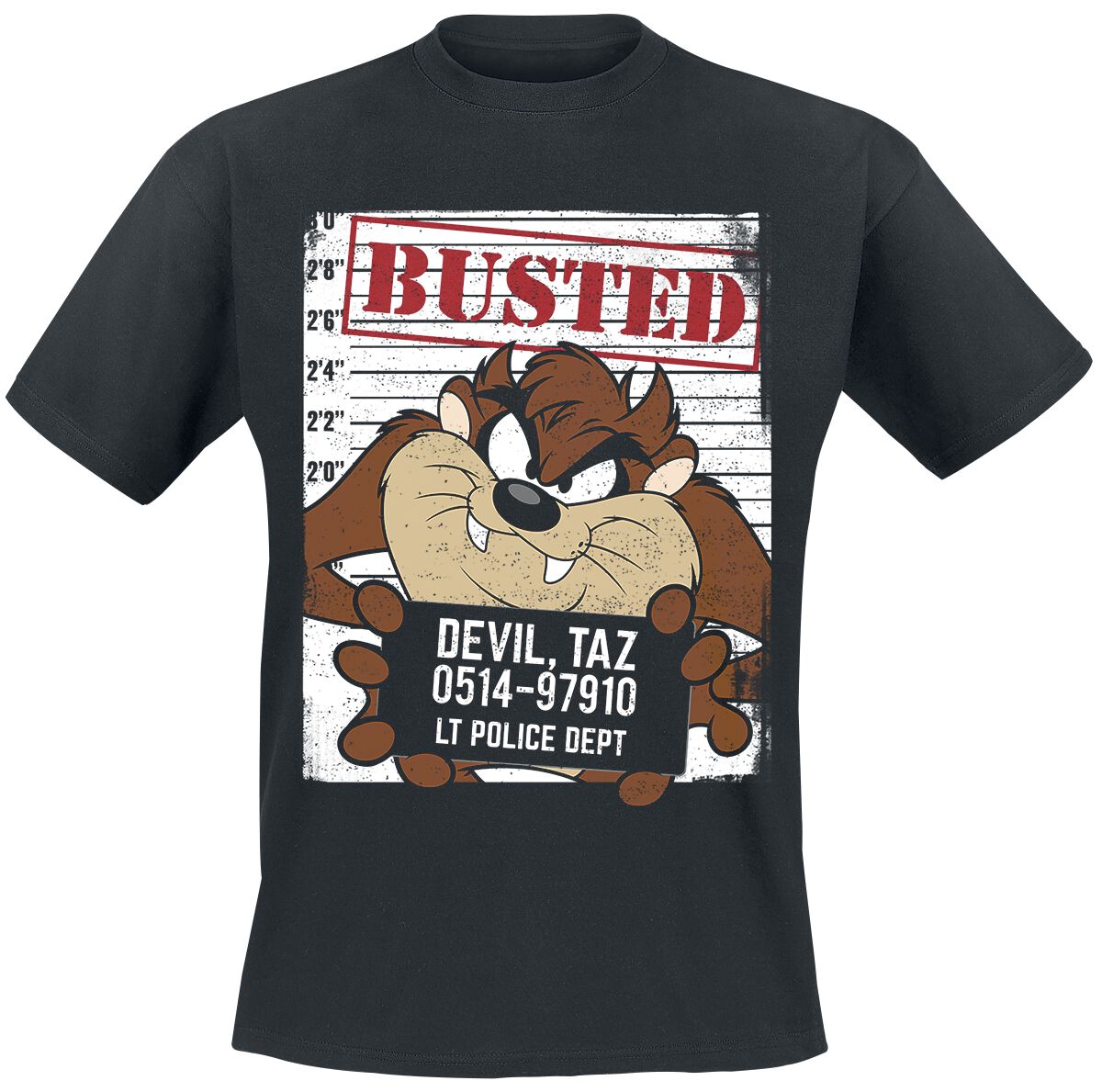 Looney Tunes Taz – Busted! T-Shirt schwarz