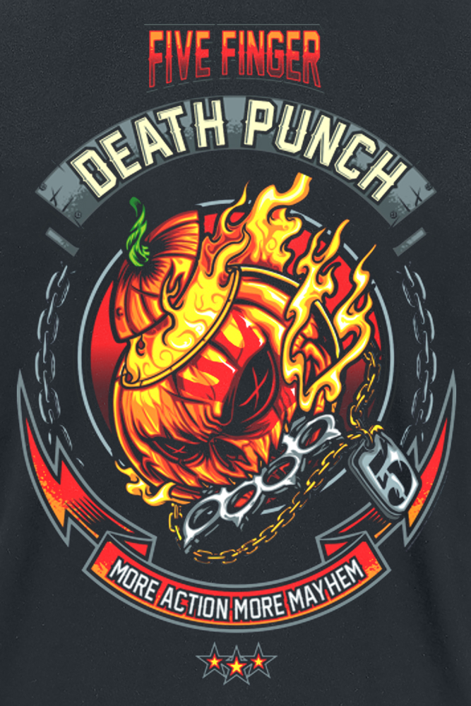 Five Finger Death Punch Burning Pumpkin Halloween T-Shirt schwarz