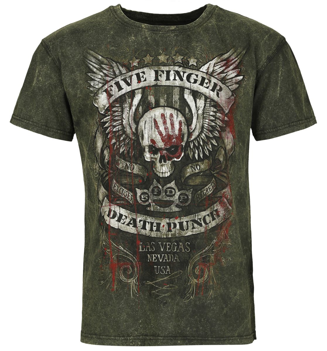 Levně Five Finger Death Punch No Regrets Tričko šedá/hnedá