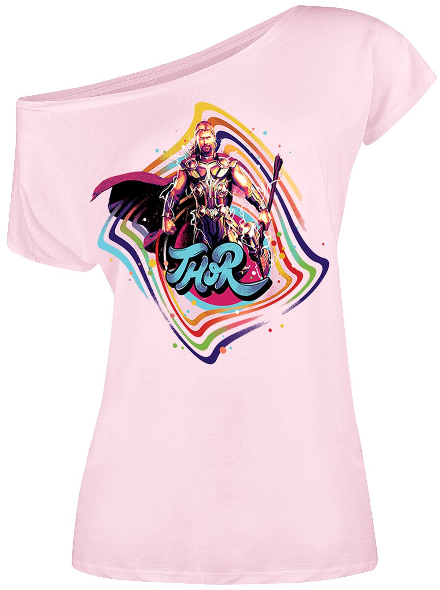 Thor Love And Thunder - Retro Print T-Shirt light pink