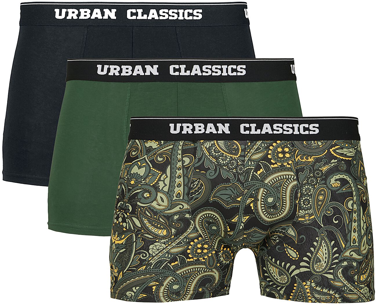 Urban Classics Boxer Shorts 3-Pack Boxers Set black green