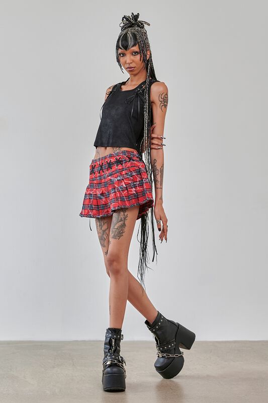 Kort skjørt Rockabilly av Banned Alternative - Riot Pleats Mini Skjørt - Damer - rød