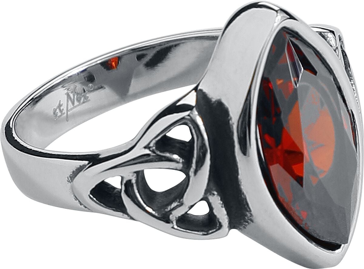 etNox hard and heavy - Gothic Ring - Celtic Red - für Damen - silberfarben