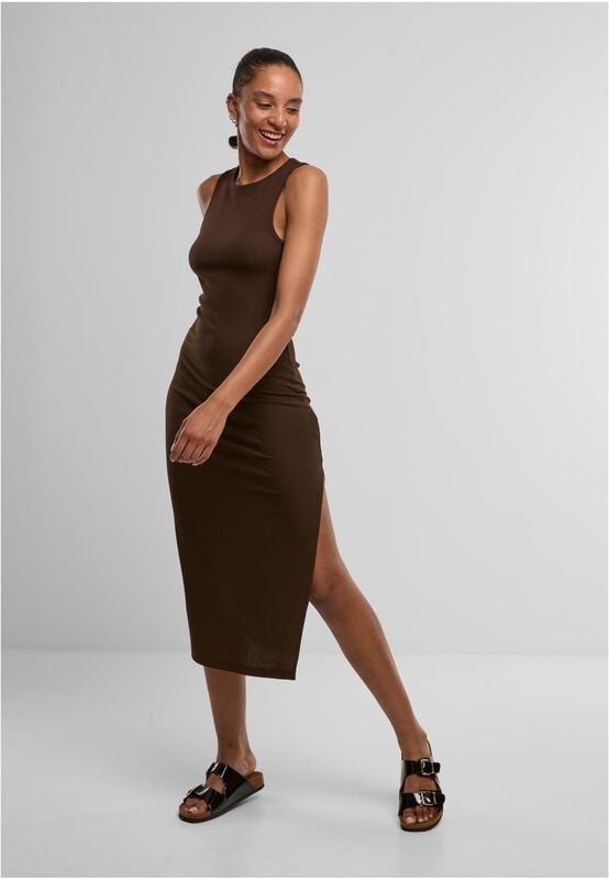 Sukienka długa  z Urban Classics - Ladies' Maxi Racerback Rib Dress - Kobiety - brązowy
