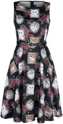 Framed Kitties Sleeveless Flare Dress, Voodoo Vixen, Mittellanges Kleid