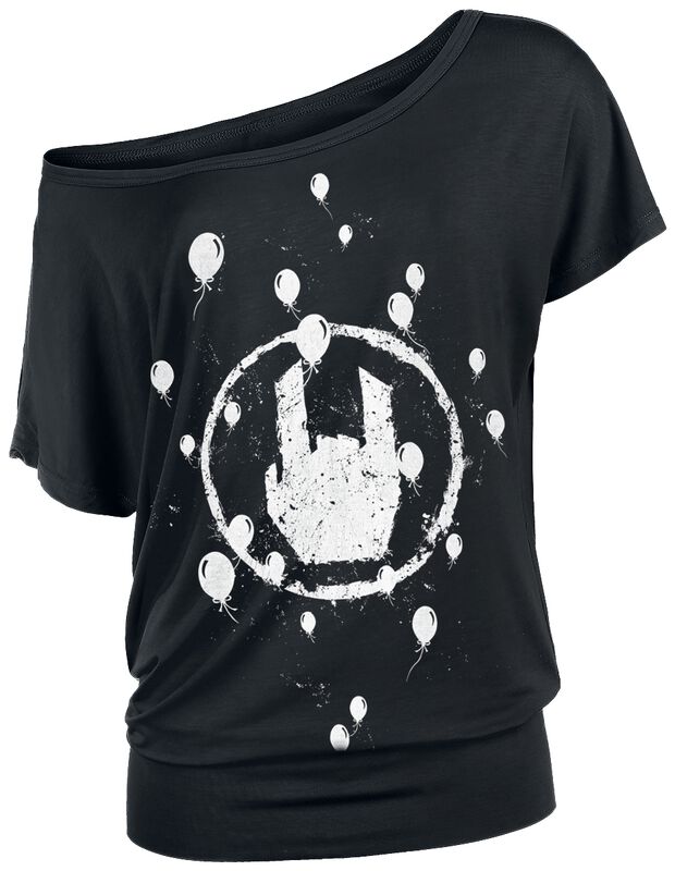 T-Shirt mit Rockhand und Luftballons