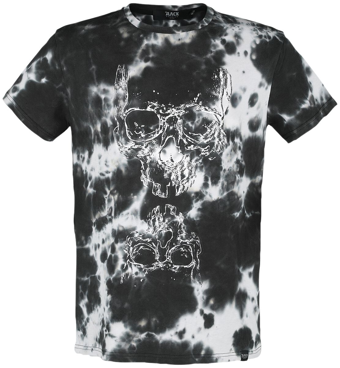 Levně Black Premium by EMP Batikové tričko s potiskem s lebkou Tričko černá
