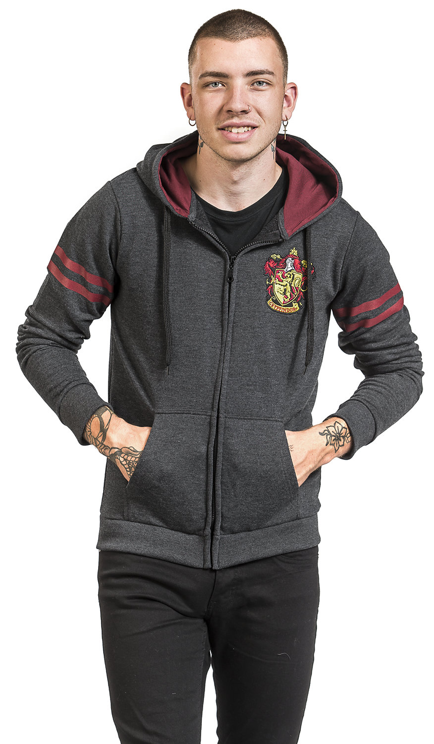 Harry Potter Gryffindor Sport Kapuzenjacke grau bordeaux